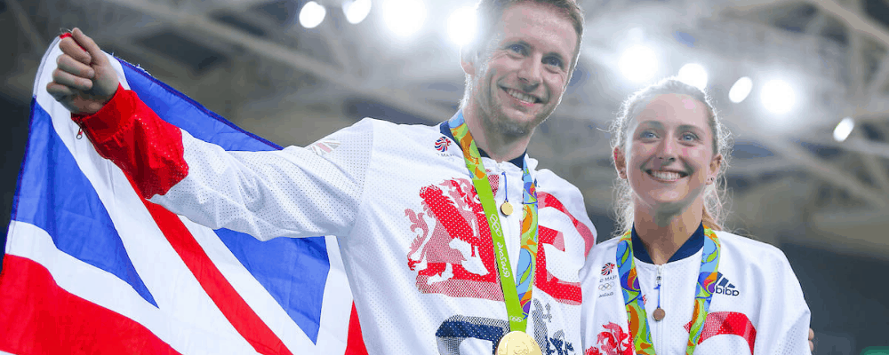 Jason Kenny & Laura Kenny with gold medals at Rio 2016 Olympic Games